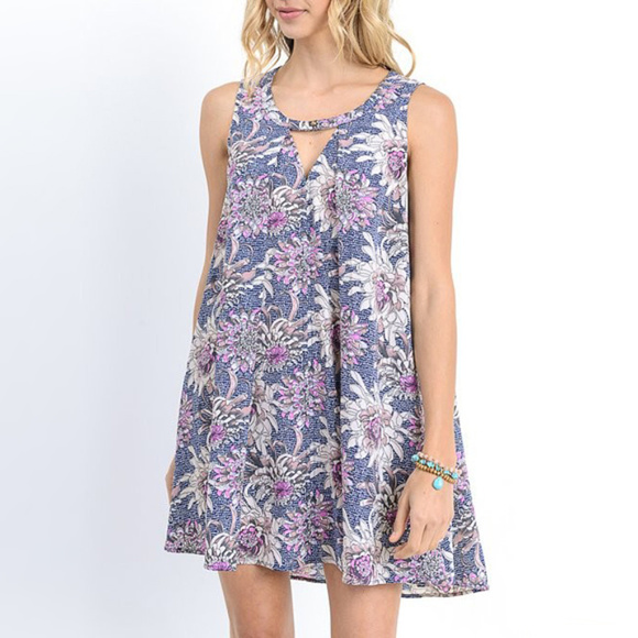 Dahlia Floral Print Tunic Dress - Picture 1 of 5